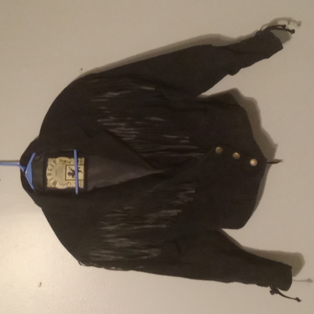 WINLIT WESTERN COWGIRL- MEDIUM-Blk genuine leather woman's FRINGE jacket